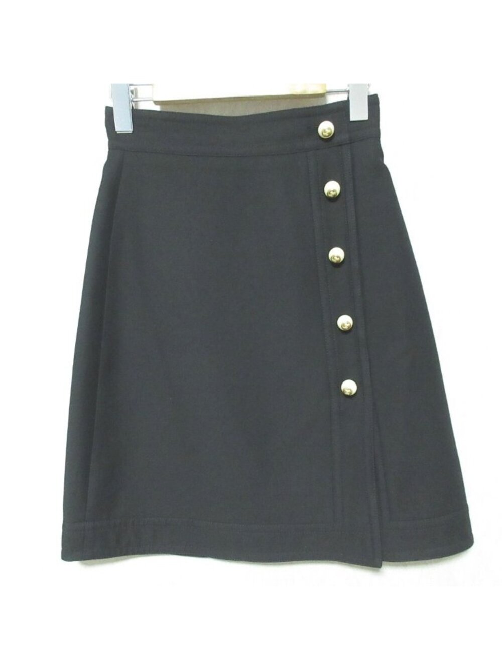 Gucci GG Pearl Button Silk Blend Wrap Skirt 36 Black